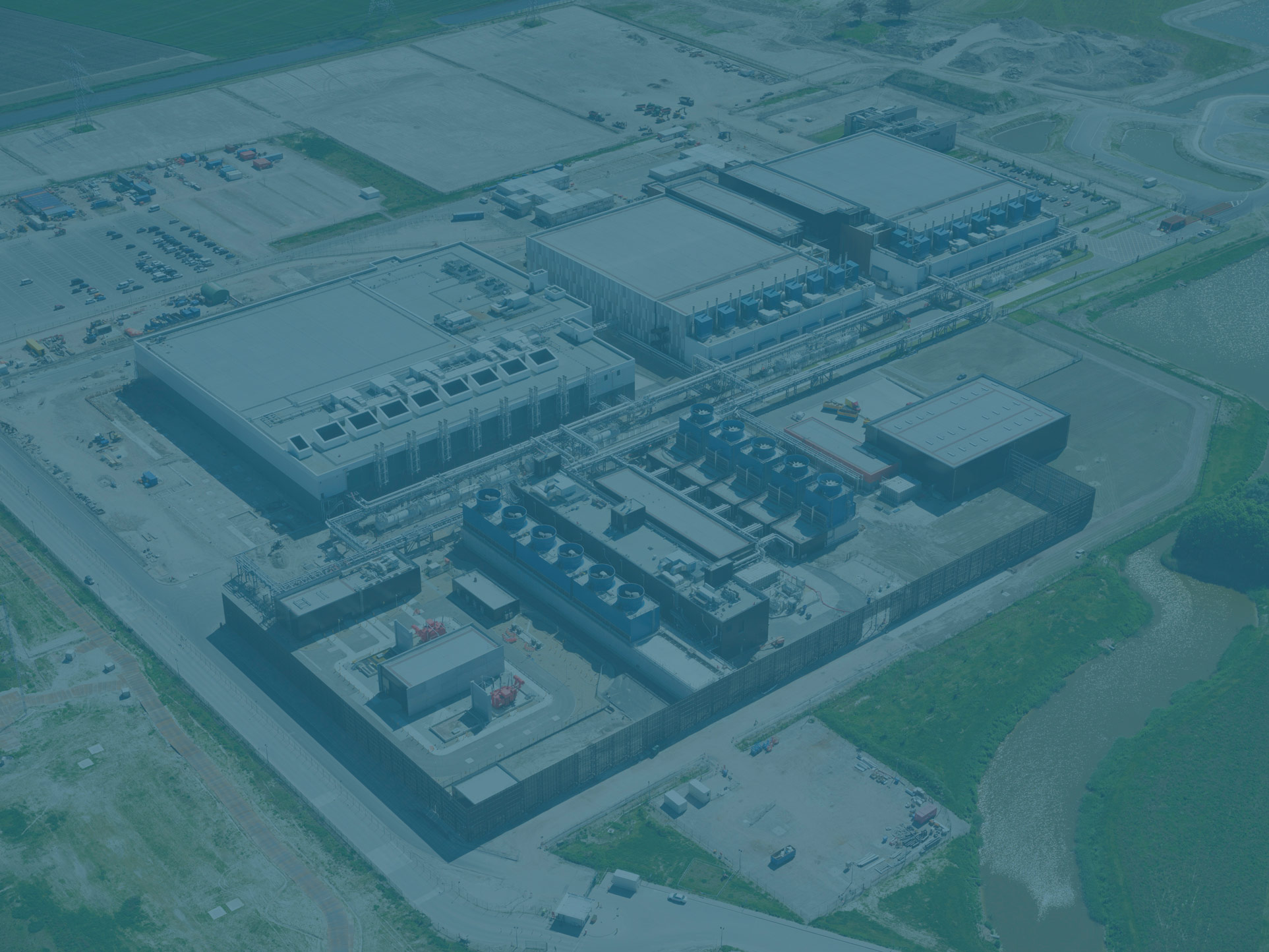 aerial view of large data center campus